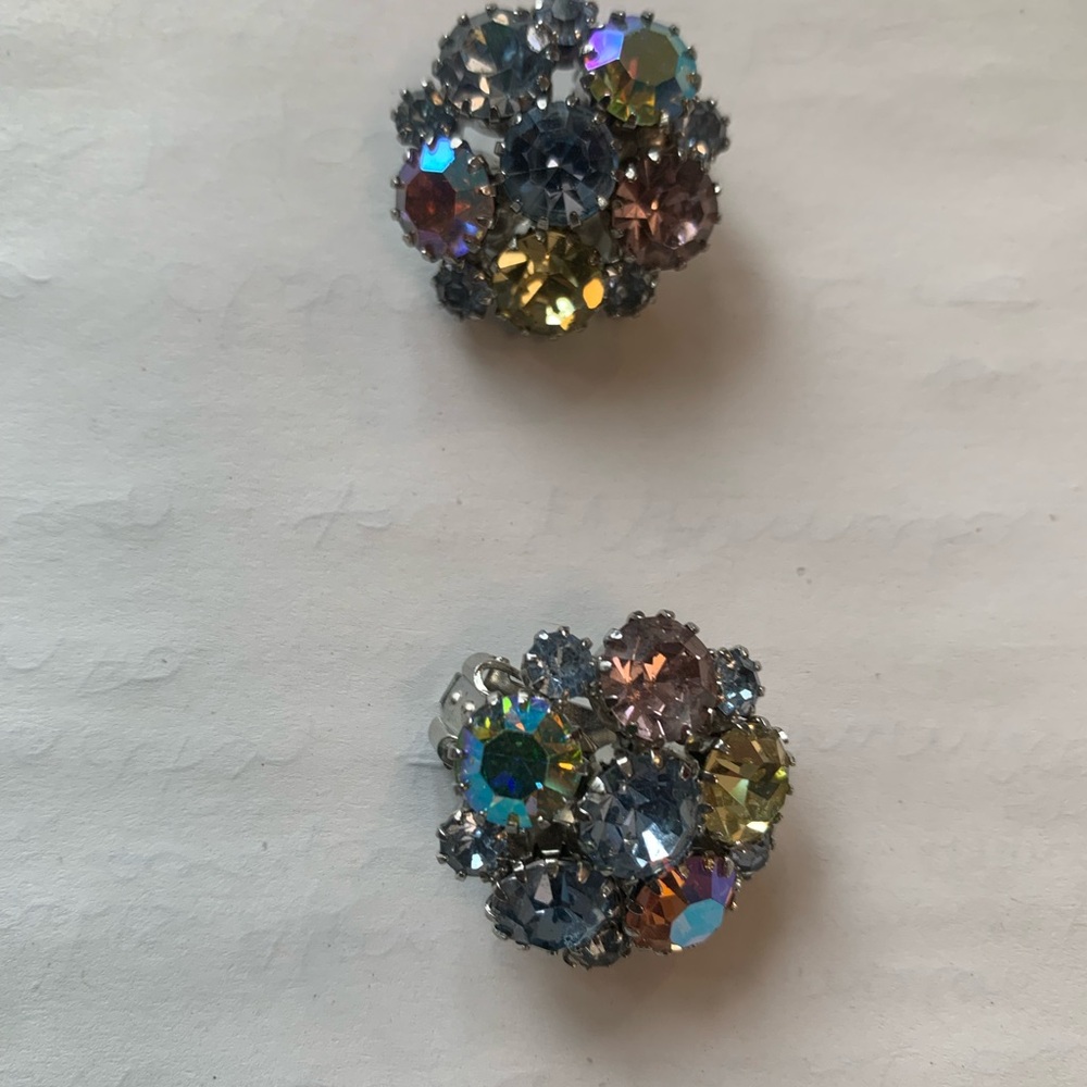 Multicolor Crystal Cluster Earrings